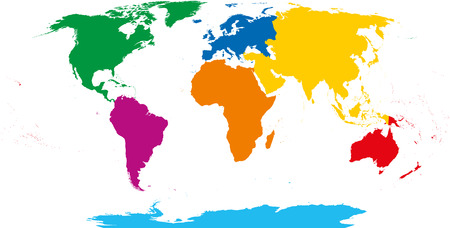 Sieben Kontinente Karte Mit Landesgrenzen Hinweg. Asien, Afrika, Nord- Und  Südamerika, Die Antarktis, Europa Und Australien. Detaillierte Karte Unter  Robinson Projektion Und Englisch Beschriftung Auf Weißem Hintergrund.  Lizenzfrei Nutzbare ...